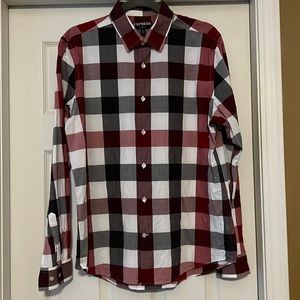 Express Red Plaid Dress Shirt